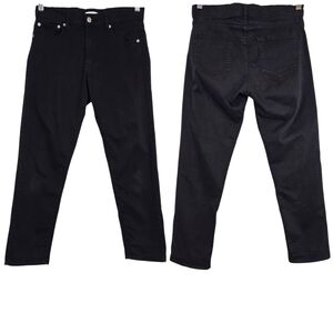 Browny Standard Mid-rise Slim Leg Cropped Pants Soft Twill Black Large 28